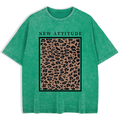 Cotton Washed T-shirt for Women New Attitude Fashion Leopard Prints Tops Loose O-Neck Oversized Short Sleeve Y2k Female Clothes