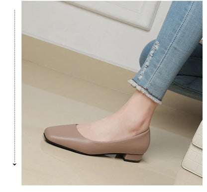 Spring Autumn Women Elegant Square Toe Low Heel Shallow Cut Single Shoes Casual Pumps Shoes for Women 35-41 Platform Shoes