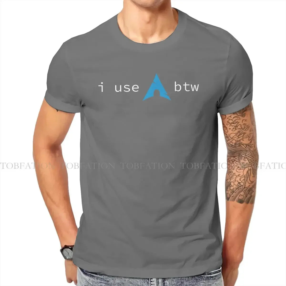 Use Arch Btw Man's TShirt Linux Operating System Tux Penguin Crewneck Tops 100% Cotton T Shirt Humor High Quality Birthday Gifts