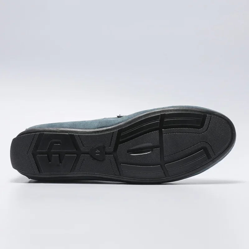 Summer Suede Men Casual Shoes Outdoor Breathable Lightweight Leather Mens Walking Shoes Anti Slip Lightweight Driving Shoes