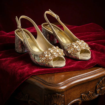 Green Elegant Women's High Heels Shoes  & Bag Set Rhinestone-Embellished Designer Shoes Perfect for Special Occasionss