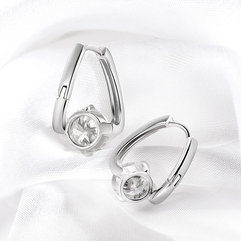 Certified 2CTTW D Color Moissanite Hoop Earring for Women Sparkling High Quality Lab Diamond Jewelry 925 Sterling Silver