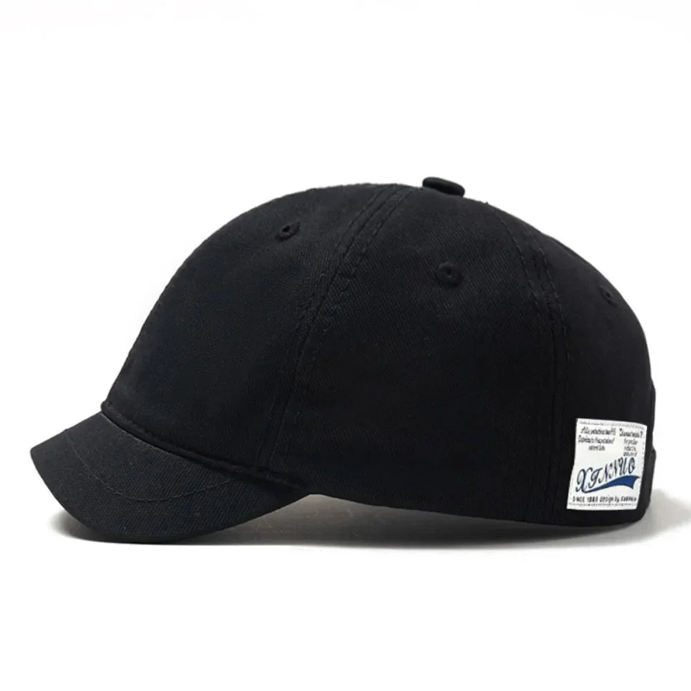 Trucker Style Short Brim Baseball Cap Adjustable Cotton Sunscreen Hat Nylon Fastener Tape Dad Hat Men Women