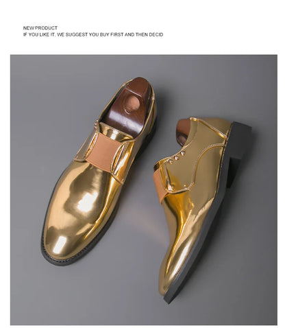 Fashion New Mens Charm Gold Patent Leather Business Office Shoes Designer Brand Loafers Formal Wedding Dress Homecoming Footwear
