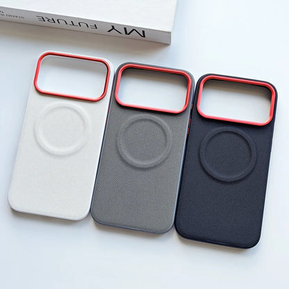 Leather Magnetic Case For Iphone 17 Pro Max/17 Pro/17 Magsafe Charging Grain Diamond Textured Individual Buttons Leather Cover