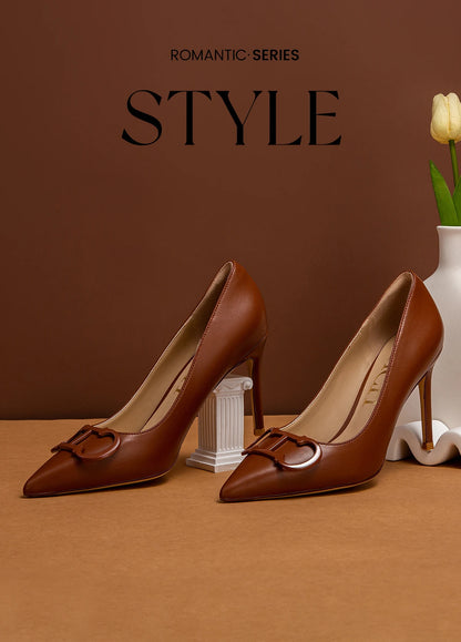 Women's High Heels New Pointed Metal Buckle Party Carnival Women's Shoes 9cm