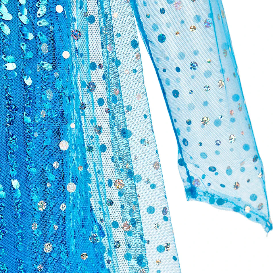 Children Elsa Cosplay Little Girls Princess Carnival Birthday Sequin Dress Kids Cinderella Performance Blue White Rose Red Dress