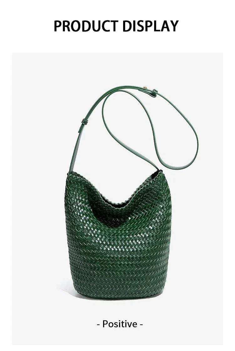 luxury woman handbagNew high end Hand-woven genuine leather women's bag large capacity shoulder tote bag underarm bag bucket bag