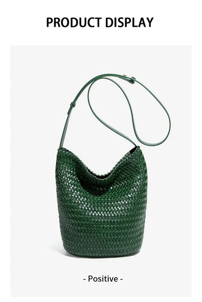 luxury woman handbagNew high end Hand-woven genuine leather women's bag large capacity shoulder tote bag underarm bag bucket bag