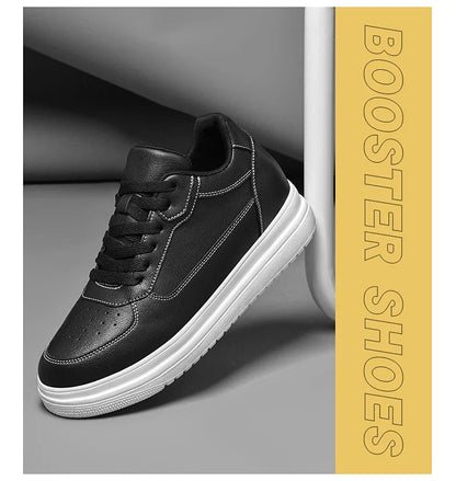 Novos sapatos masculinos invisíveis para aumentar a altura, sapatos esportivos de 6 CM-8 CM-10 CM, sapatos esportivos de couro branco para homens, tamanhos ampliados 36-46