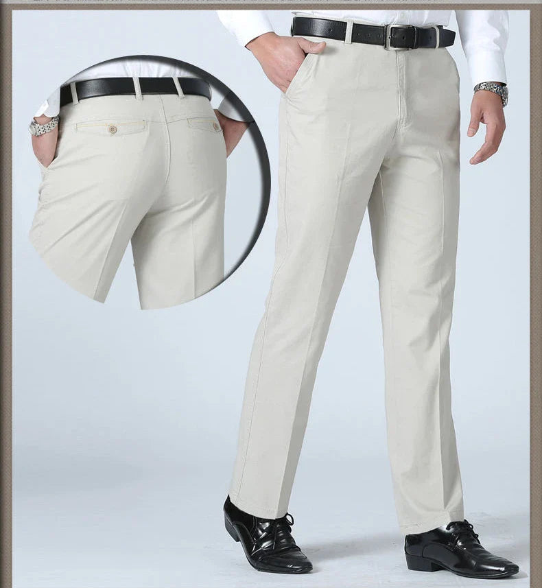 Men's Summer Thin Casual Suit Pants Autumn Thick 100% Cotton Classic Business Fashion Stretch Trousers Male Brand Clothes