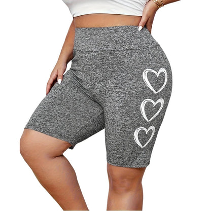 Plus Size 1XL-5XL New Women's Printed Tight Sports Shorts, Women's Loose and Personalized Printed New Style