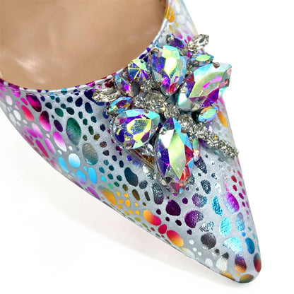 Champagne Color Thin Heels Pointed Toe Crystal Design Ladies Shoes Matching Bag Set For Women Weeding Party Pump