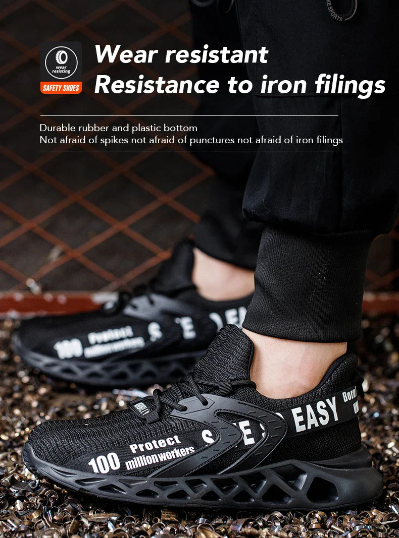 Work Safety Shoes For Men Lightweight Protective Work Sneakers Lightweight Men Shoes Breathable Shoes Anti-Puncture Work Shoe