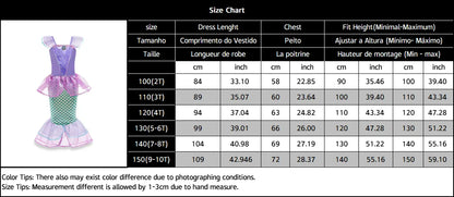 Little Mermaid Ariel Princess Dress for Girl Cosplay Mermaid Party Costume Princess Fancy Vestidos Children Carnival Clothes