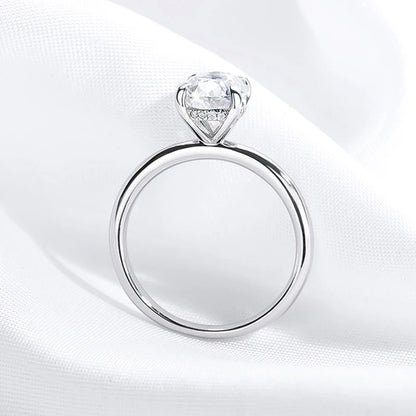 18k Plated 2/3ct Moissanite Diamond Ring for Women Oval Fancy Cut Bridal Sets Solitaire Wedding Promise Band 925 Silver