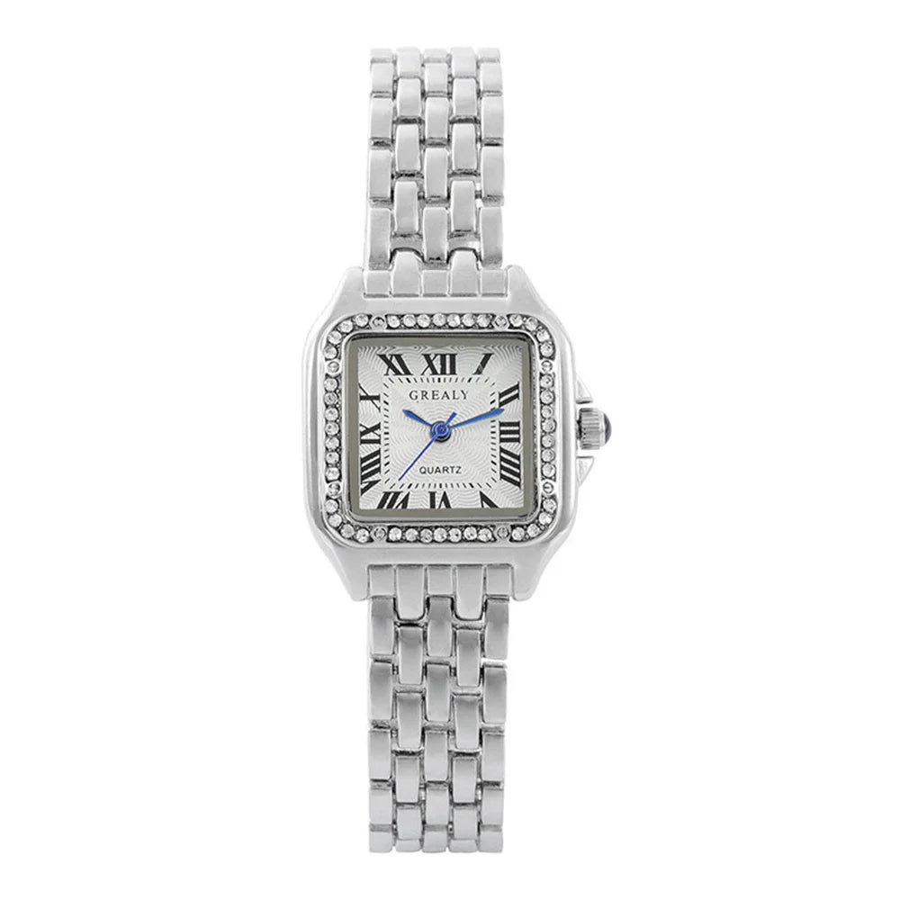 2025 Luxury Women's Fashion Square Watches Gold Alloy Strap Ladies Quartz Wristwatches Qualities Female Roman Scale Clock