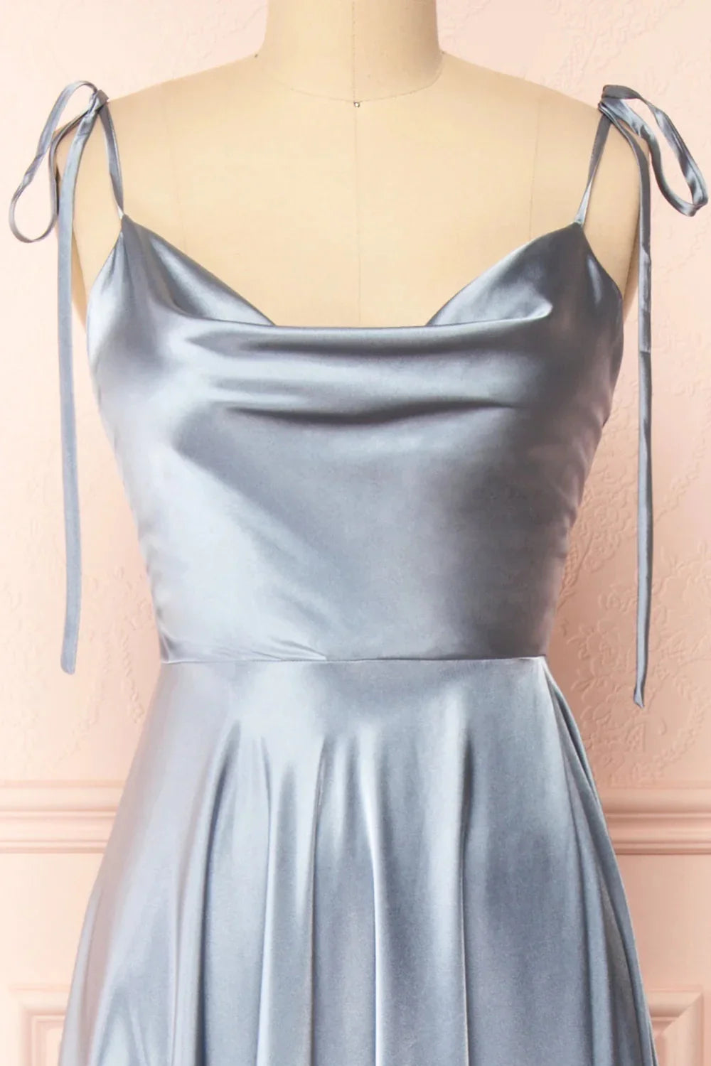 Elegant Bridesmaid Dress Cowl Neck Adjusted Spaghetti Silky-satin Fabric A-line Silhouette Wedding Women Long Gown