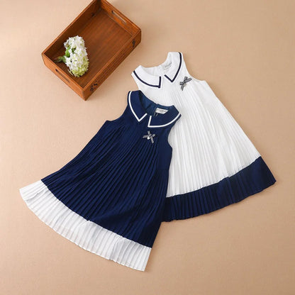 Girl Dresses Sleeveless Summer Chiffon Pleated Clothing Kids' Dresses Baby Girl One-piece Dress