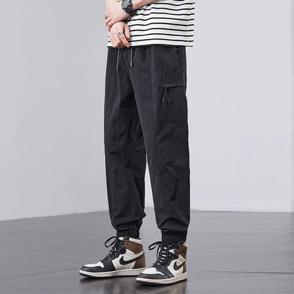 Spring Summer Thin Men's Quick-Dry Cargo Harem Pants Loose Streetwear Joggers with Elastic Cuffs Casual Tapered Trousers Outdoor