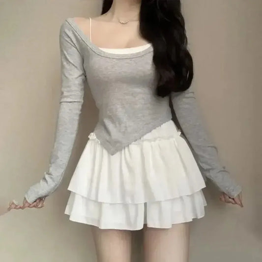 Mini Skirt Cute Sexy Balletcore Elastic High Waist Ball Gown Ruffle Patchwork Lolita Skirt Short Korean Sweet Y2K Women Clothing