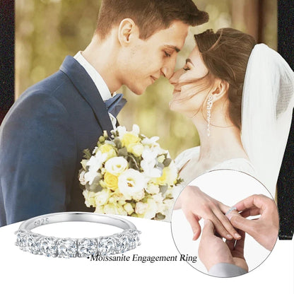 Moissanite Ring Lace Band 925 Sterling Silver Half Eternity Stackable Ring D Color for Women Engagement Retro Gift