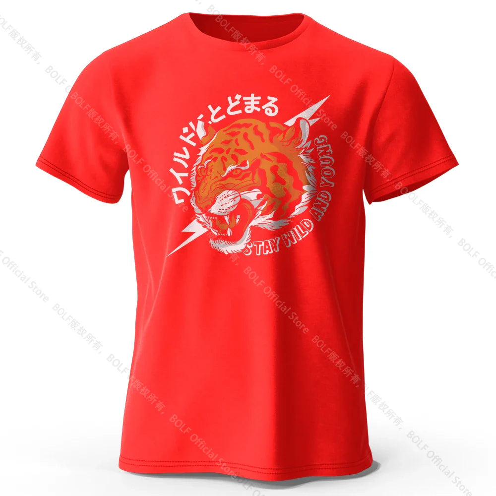 Men's Trust Tiger Printed T-Shirt 100% Cotton Harajuku Oversized Funny Graphic Tees for Men Women Summer Tops