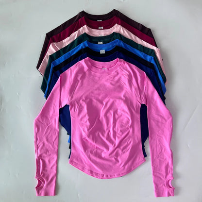 2 Pieces Set Women Longline Long Sleeve Gym Crop Top High Waist Workout Shorts Sports Suit Fitness Clothes Seamless Yoga Set