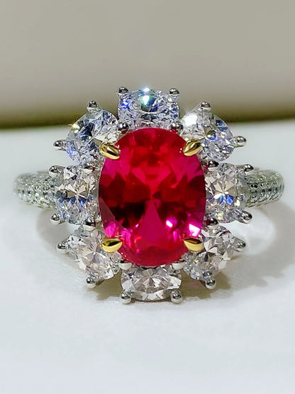 High Definition 3-carat Genuine Pigeon Blood Ruby Ring Women's Jewelry Set 925 Pure Silver Gold Plated Versatile for Daily Use