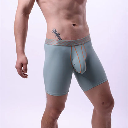 Mens Underwear Ice Silk Boxer Shorts Homme Ropa Breathable U Convex Pouch Panites Man Nylon Middle Waist Underpant Cueca M-XXL