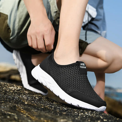 Men Shoes Sneakers Brand Man Casual Flats Shoes Loafers Slip on Male Mesh Big Size 48 Breathable Spring Autumn Summer 2024
