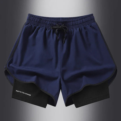 Fake two pieces of summer sports shorts, men's and women's quick drying three point running training itness lining American b