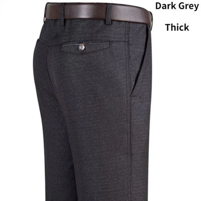 Men's Business Casual Pants Lightweight Summer Thin Autumn Thick Gentle Trousers Male Brand Fashion Suit Pant Solid Black Grey