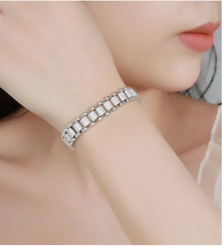 2024 Original Full 1mm D Color Moissanite Diamond Cuban Link Bracelet For Men Women Unisex 925 Silver 10mm Wrist Bracelets