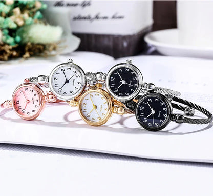Women Watches Small Gold Bangle Bracelet Watch Stainless Steel Retro Ladies Quartz Wristwatch Clock Fashion Dress Watch