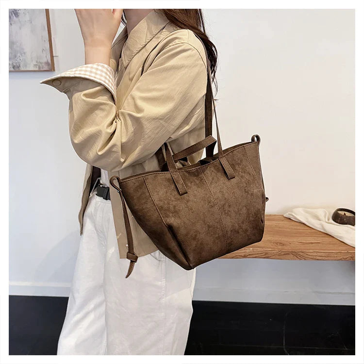 2025 Hot Sale Autumn Soft Women's Handbags Faux Suede Solid Color Large Capacity Shoulder Bag Casual Versatile Ladies Bags