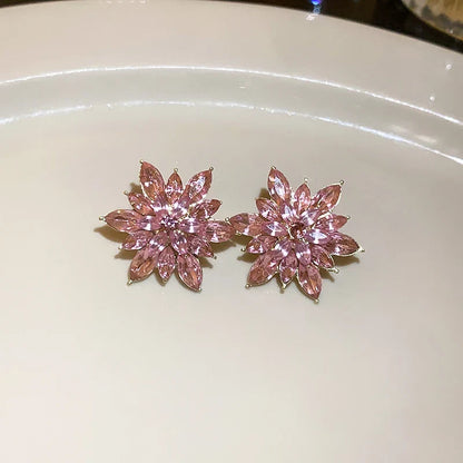 Flower Earrings for Women Korea Simple Sweet Stud Earrings Luxury High-grade Solid Color Charm Jewelry Girls Gift