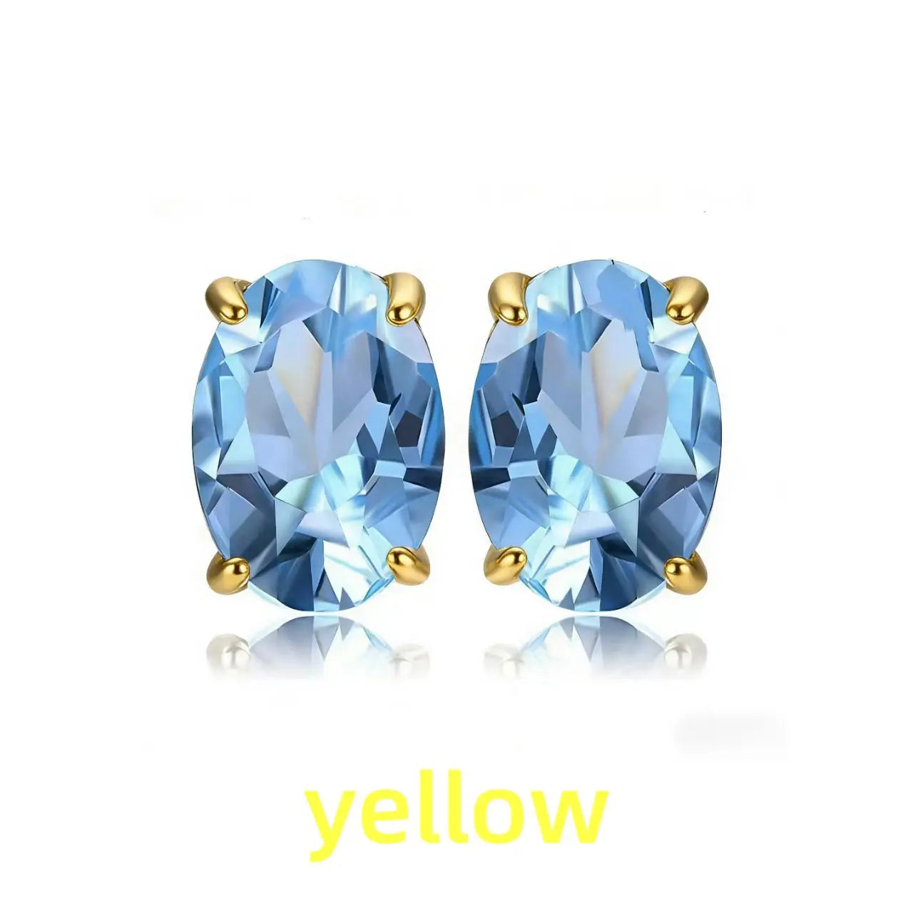 Rose Gold Yellow Gold Plated Oval Natural Amethyst Citrine Garnet Topaz Peridot 925 Sterling Silver Earrings for Women