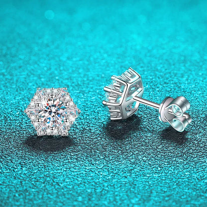 Each 0.5CT 100% Real Moissanite Stud Earrings for Women Sparkly Bride Wedding Engagement Jewelry 925 Sterling Silver