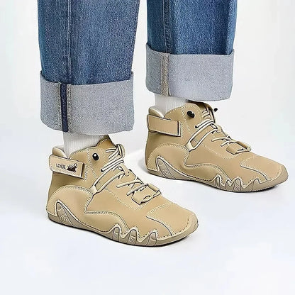 New 2025 Men's Retro Design Sports Shoes Men's Outdoor Casual Leather Breathable Comfortable Summer Hot Selling Flat Ankle Boots