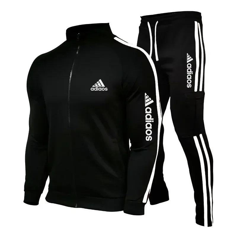 2025 New Men's Zipper Tracksuit Set Sweatshirt and Sweatpants Sports Suit Running Fitness Clothing