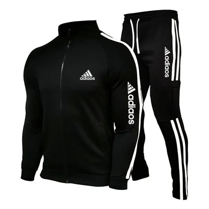 2025 New Men's Zipper Tracksuit Set Sweatshirt and Sweatpants Sports Suit Running Fitness Clothing