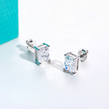 1cttw-6cttw Radiant Moissanites Earrings 925 Sterling Silver D Color VVS1 Moissanite Classic Stud Earrings for Woman