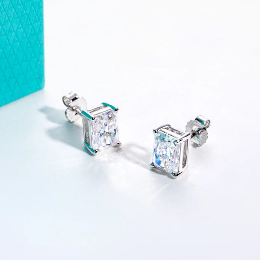 1cttw-6cttw Radiant Moissanites Earrings 925 Sterling Silver D Color VVS1 Moissanite Classic Stud Earrings for Woman