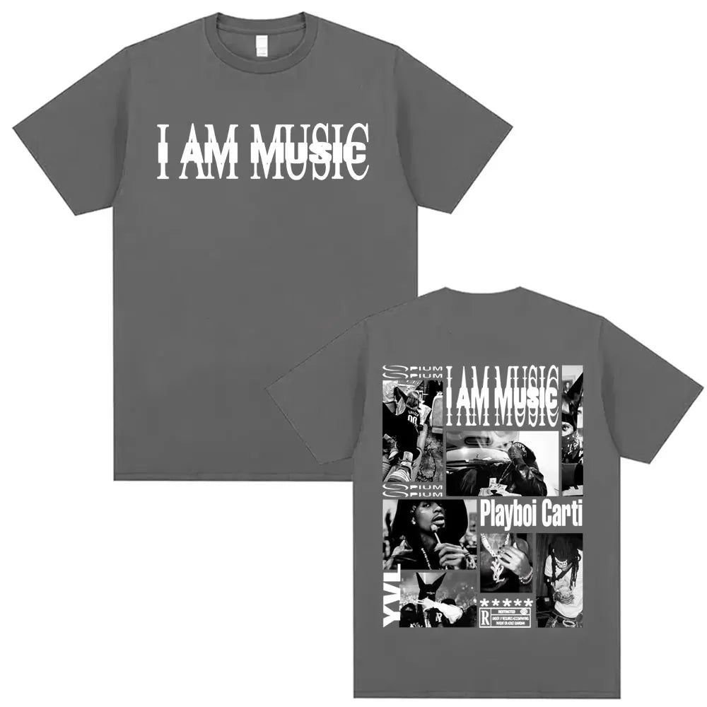 Playboi Carti I AM MUSIC Album Gothic Hip Hop T-Shirt for Men Unisex Summer O-Neck Street Fashion Top Tees