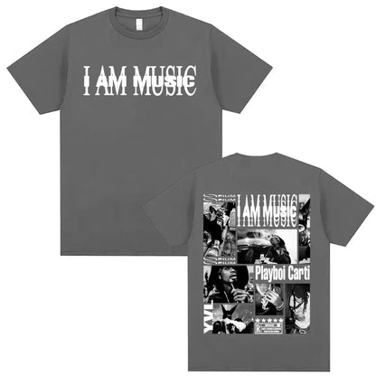 Playboi Carti I AM MUSIC Album Gothic Hip Hop T-Shirt for Men Unisex Summer O-Neck Street Fashion Top Tees