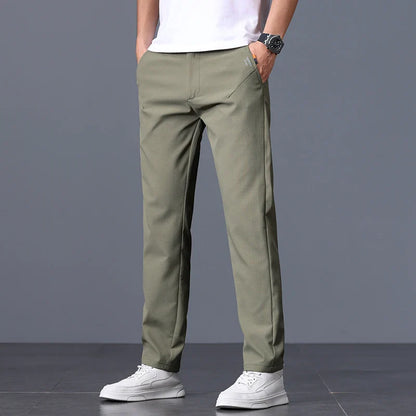 Men's Business Slim Pants Spring Thin Fashion Pocket Casual Trousers Comfortable Letter Labeling Pants Male Clothes