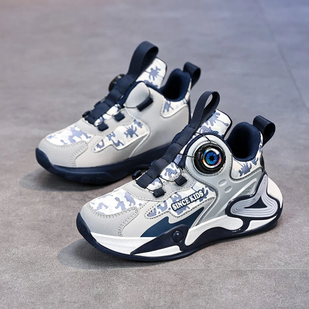Children Basketball Shoes Swivel Button Boys Fashion Sneakers Girls School Sport Shoes Kids Casual Trainers Outdoor Shoes