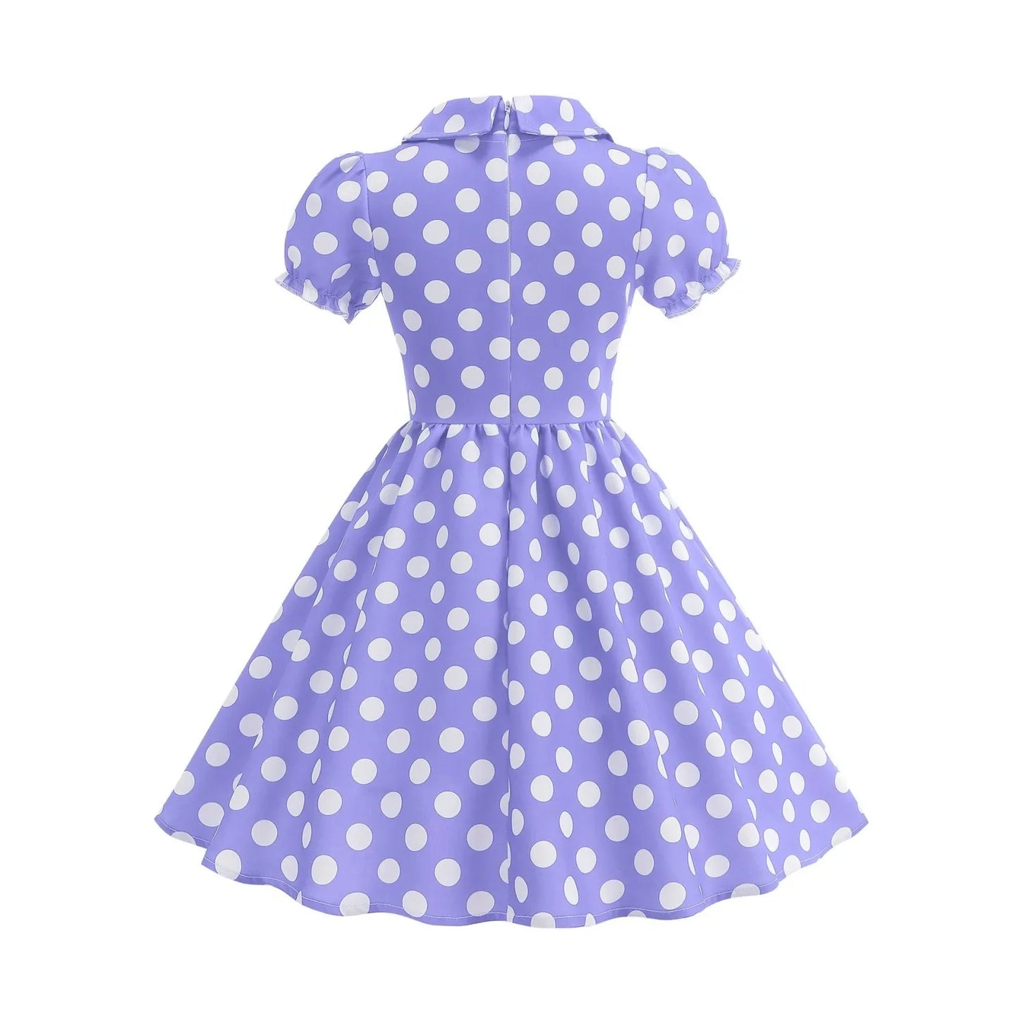 New Fashion Kids Dress For Girls Polka Dot Short-sleeved Children Dress With Baby Collar Daily Girls Casual Costume