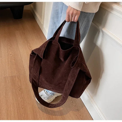 Large Capacity Velvet 2024 Hot Selling Tote Bag Zipper Solid Color Popular Fashion Handbag Soft Simple Commuting Shoulder Bag